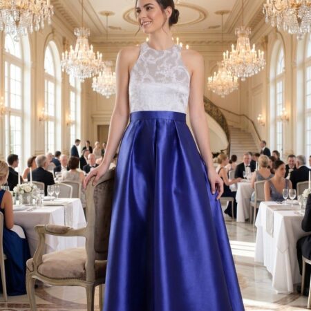 VESTIDO CORTE PRINCESA AZUL REY