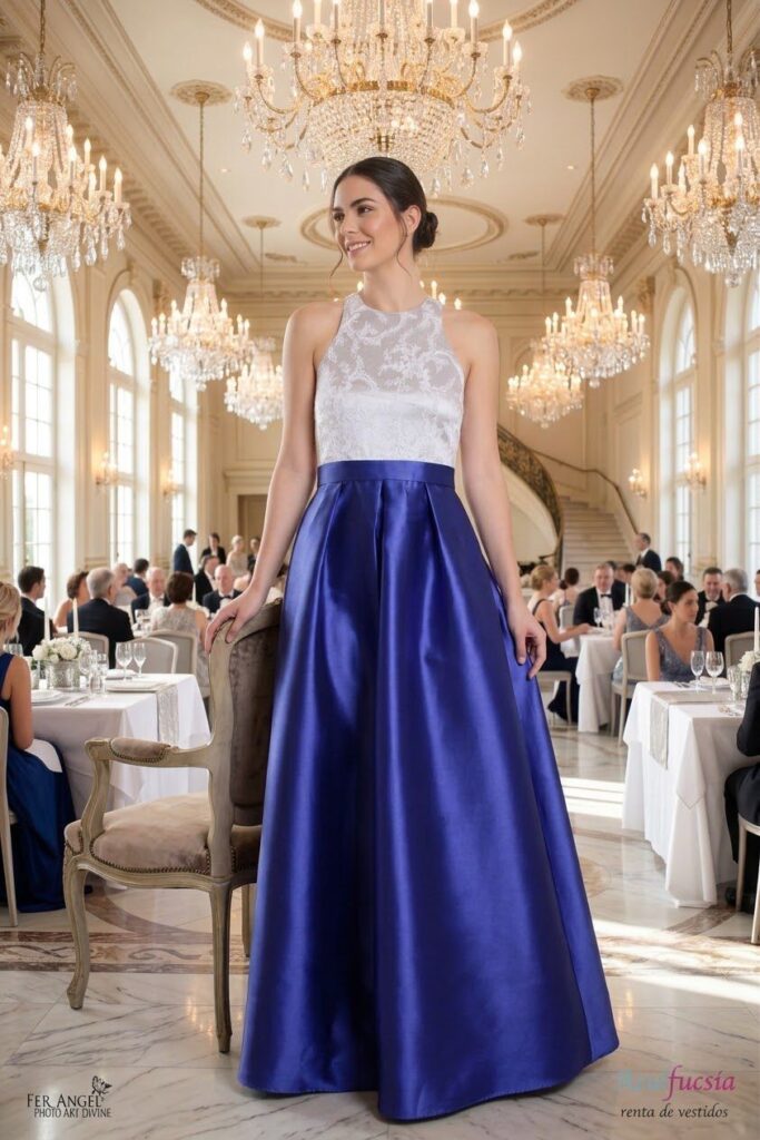 VESTIDO CORTE PRINCESA AZUL REY