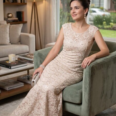 VESTIDO BEISH ENCAJE CON LENTEJUELA